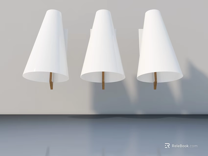 Three White Casement Doors Mounted on Wall for Modern Interior Design 3d model