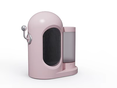 Cute Pink Portable Electric Appliance with Mesh Panel Transparent Container and Silver Knob 3d model