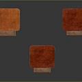 Three Orange And Red Side Tables With Drawers And Slender Legs On Dark Reflective Surface
