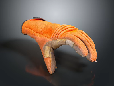 Orange Work Gloves For Hand Protection With Leather Material And Wear Resistant Design 3d model