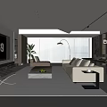 Home Living Room Sofa Coffee Table Combination Leisure Chair TV Wall Green Planting Floor Lamp Bookcase Side Table 3d model