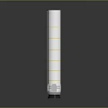 White Cylindrical Filter Cartridge With Yellow Stripes And Bottom Base