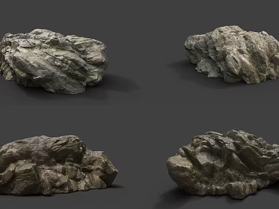 Natural Stone and Wood Materials for Decorative Landscaping and Design Projects 3d model