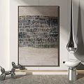 Abstract Painting With Layered Texture And Modern Decor On Neutral Wall