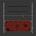 Modern Storage Cabinet Shelf Unit With Metal Frame Red Patterned Panel And Multiple Shelves