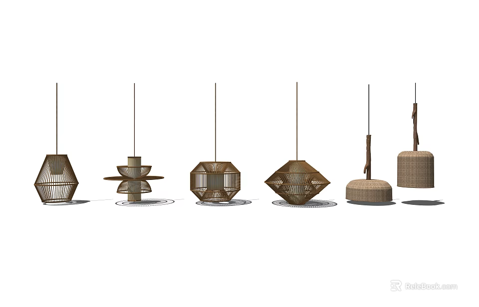 Various Geometric Woven And Stylish Pendant Lights For Modern Home Decor 3d model 