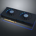 High Performance Graphics Card With Dual Fans Blue LED Lighting And Black Design