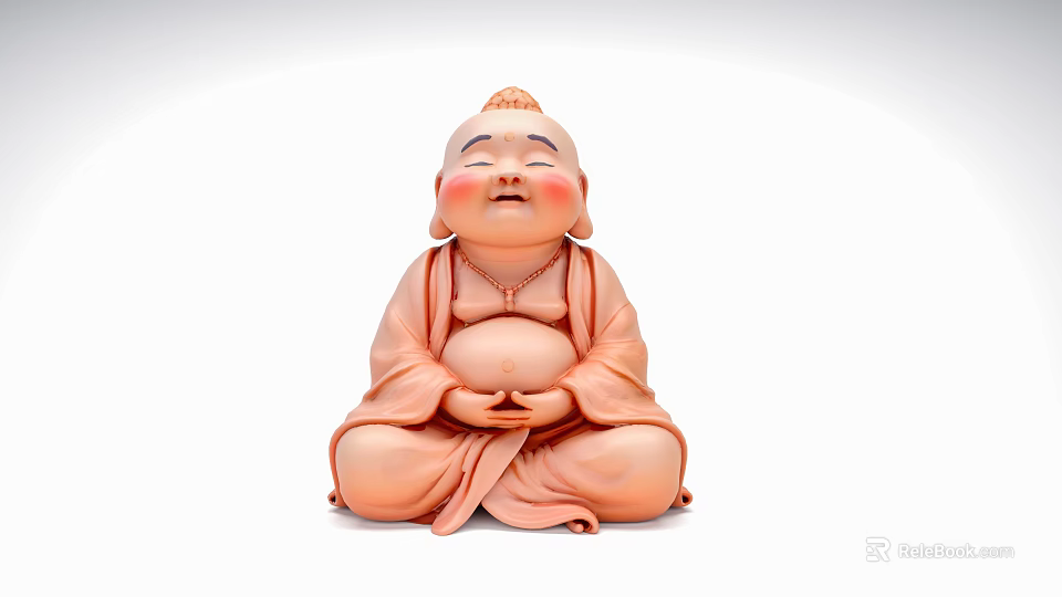 Game Movie Character Smiling Joyful Chubby Belly Cross Legged Sitting Robe Figure 3d model 