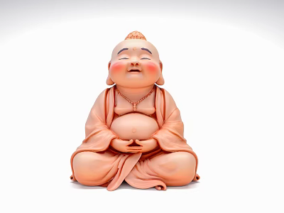 Game Movie Character Smiling Joyful Chubby Belly Cross Legged Sitting Robe Figure 3d model