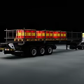 Heavy Duty Industrial Flatbed Truck Loading Yellow Red Cargo With Forklift Operator