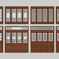 Chinese-style double doors and windows 3d model