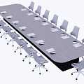 Modern Office Conference Table with Rolling Chairs and Documents on Surface 3d model