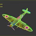Camouflage Aircraft Model With Brown Yellow Paint And Red Blue Wing Markings