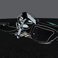 Futuristic Black Motorcycle With Sleek Design Illuminated Accents And Rider In White