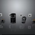 Modern Kitchen Household Items With Coffee Maker Toaster And Electric Kettle