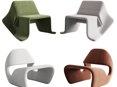 Modern Single Chair With Unique Design Multiple Colors And Checkerboard Pattern 3d model