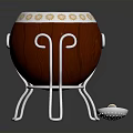 Stylish Red Drum Shaped Household Container With Silver Stand And Perforated Ladle