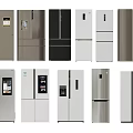 Various Modern Refrigerators and Freezers With Different Door Styles Color Options and Digital Displays