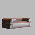 Brown Leather Two Seater Sofa With Rounded Armrests And Modern Sturdy Frame 3d model