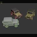 Toy Off Road Cars With Camouflage And White Colors On Gray Background
