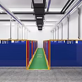 Industrial Workshop Interior Featuring BWI Signs Blue Red Partitions And Green Pathway