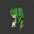 Cute 3D Cartoon Character With Green Hair And Clover Decor In White Outfit