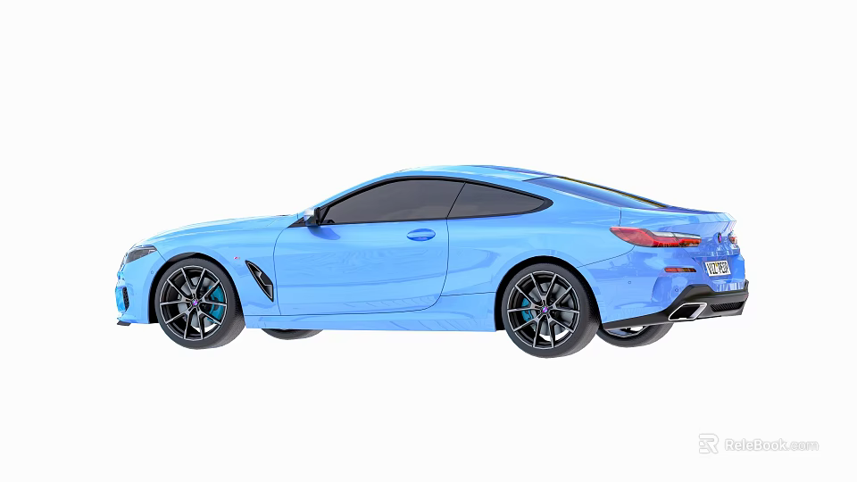 Blue Two Door Sports Car With Sleek Body Design And Black Alloy Wheels 3d model 