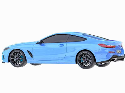 Blue Two Door Sports Car With Sleek Body Design And Black Alloy Wheels 3d model