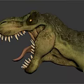 Realistic Reptile Head Model With Open Mouth Sharp Teeth And Tongue On Gray Background