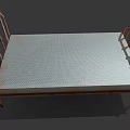 Classic Single Bed with Metal Frame and Ornate Railings Light Grid Mattress