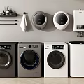 Various Styles Of Modern Washing Machines In Black Gray And White For Home Laundry