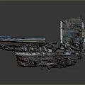 Ancient Building Ruins With Stone Wall Structure Excavation Rubble And Protective Rails