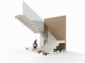 Modern Suspension Stairs Marble Stairs Rotating Stairs Villa Stairs 3d model