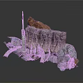 Futuristic Rocky Cliff Scene With Tall Tower And Metal Mechanical Structures