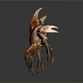 Red and Brown Crab With Large Claws Detailed Texture And Shiny Exoskeleton