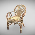 Handcrafted Rattan Outdoor Chair With Woven Seat Backrest And Curved Armrest Design