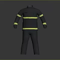 Black Fire Safety Protective Suit With Yellow Reflective Stripes Jacket And Pants