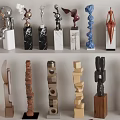 Modern Artistic Decorative Ornament Set With Various Figurines And Diverse Materials For Home Decor