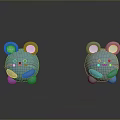 Cute Blue Mouse Game Movie Characters With Big Ears Pink Cheeks And White Whiskers