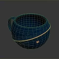 Blue Decorative Cup With Gold Stars And Gold Rim For Everyday Use