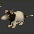 3D Rendered Rat Character With White And Brown Fur And Pink Ears