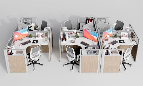 Modern Office Desk and Chair Office Desk and Chair Combination Staff Card Office Supplies 3d model