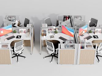 Modern Office Desk and Chair Office Desk and Chair Combination Staff Card Office Supplies 3d model