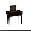 Traditional Wooden Dressing Table With Mirror Drawers And Gold Accent Legs