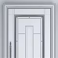 Modern Swing Door Design With White And Black Frames Glass Panels And Golden Accents