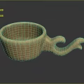 Elegant Handcrafted Wooden Mug With Intricate Carved Patterns And Unique Curved Handle