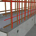 Post Cast Strip Reinforcement Structure With Steel Bars And Concrete Formwork 3d model