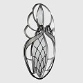 Abstract Decorative Art Piece With Symmetrical Curves And Intricate Grid Pattern Design