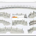 Various Styles of Landscape Bridges With Arched Structures and Decorative Railings