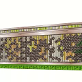 Modern Feature Wall Design With Laser Cut Patterns Metal Frame And Green Lawn